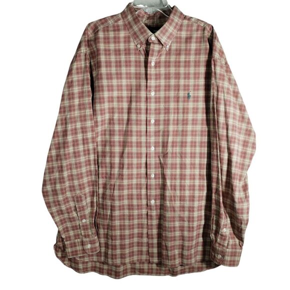 Ralph Lauren McMeel Men's XL Shirt Brown Plaid Long Sleeve Pocket Cotton Preppy - Picture 2 of 9
